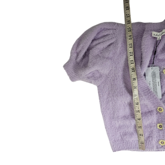 For Love and Lemons Devon Cropped Cardigan Sweater Purple Size Small NWT - Picture 5 of 7